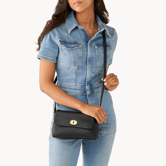 New Fossil Gabriella Small Flap Crossbody Black - Picture 4 of 4